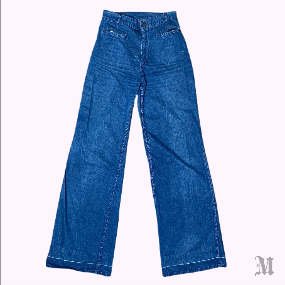 70s True Vintage Wide Leg High Waisted Jeans
